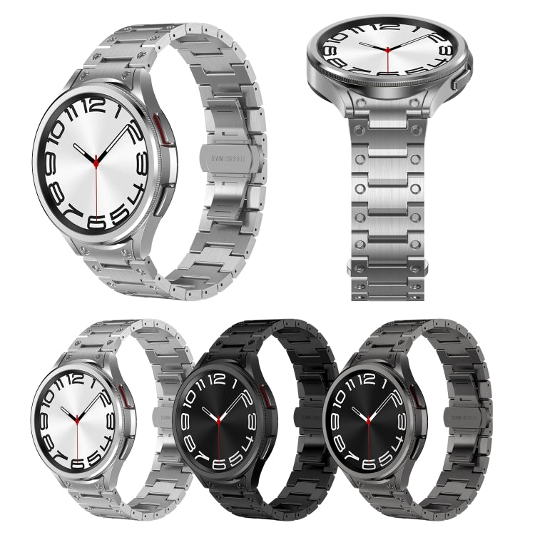 For Samsung Galaxy Watch 4 40 / 44mm Dual Circle Curved Connection Stainless Steel Watch Band(Silver) by buy2fix