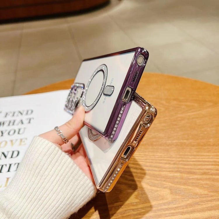 For Samsung Galaxy S23 5G Diamond Gradient Plated MagSafe TPU Phone Case(Purple) by buy2fix