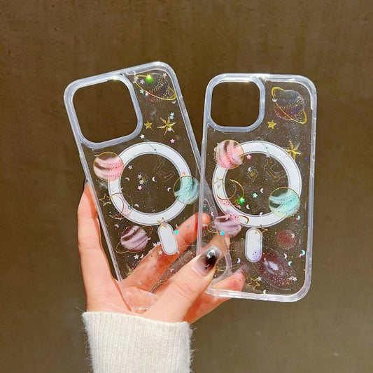 For iPhone 14 Plus Cosmic Star MagSafe TPU Phone Case(Transparent) by buy2fix
