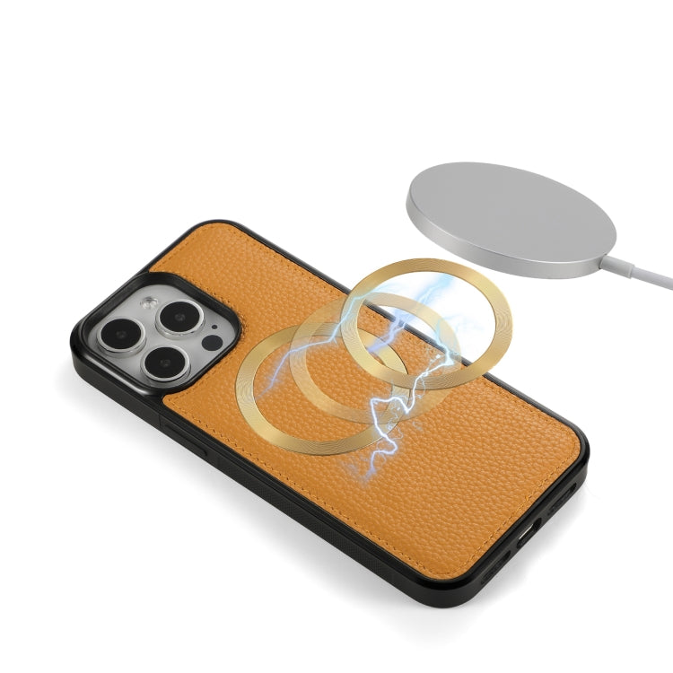 For iPhone 15 Pro MagSafe Crossbody Multi-functional Zipper Wallet Litchi Leather Phone Case(Orange) by buy2fix