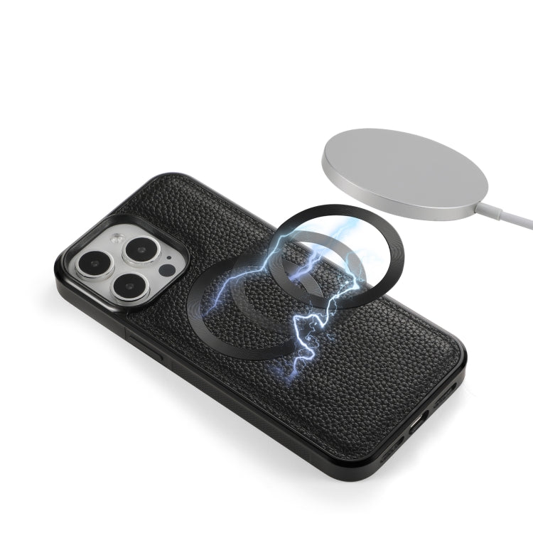 For iPhone 15 Plus MagSafe Crossbody Multi-functional Zipper Wallet Litchi Leather Phone Case(Black) by buy2fix