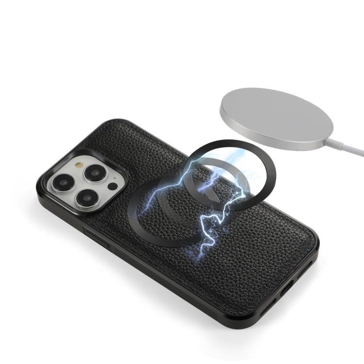 For iPhone 14 Pro Max MagSafe Crossbody Multi-functional Zipper Wallet Litchi Leather Phone Case(Black) by buy2fix