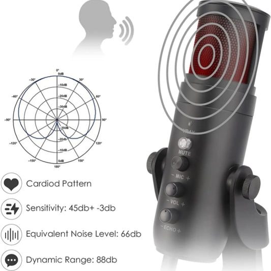 JMARY MC-PW9 USB Cable Microphone Voice Recording Tool RGB Light by Jmary