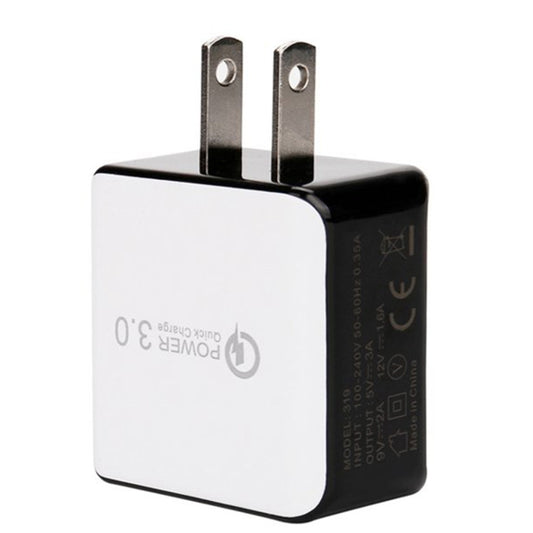1USB QC 3.0 Wire Drawing Quick Charger US Plug(white) by buy2fix