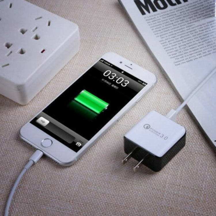 1USB QC 3.0 Wire Drawing Quick Charger US Plug(black) by buy2fix
