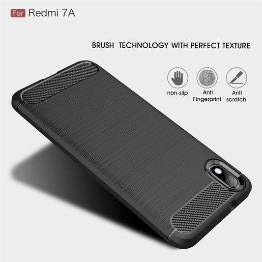 Brushed Texture Carbon Fiber TPU Case for Xiamo Redmi 7A(Black) by buy2fix