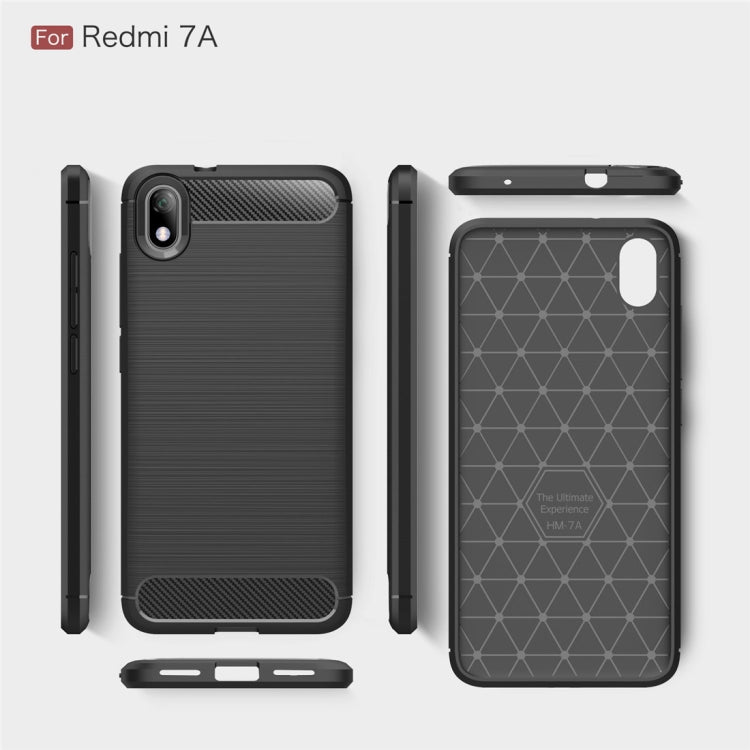 Brushed Texture Carbon Fiber TPU Case for Xiamo Redmi 7A(Black) by buy2fix