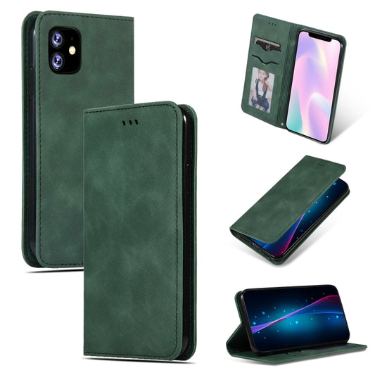 For iPhone 11 Retro Skin Feel Business Magnetic Horizontal Flip Leather Case (Army Green) by buy2fix
