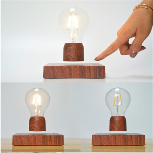 Retro Magnetic Floating Bulb Wood Color Substrate LED Home Decoration Lamp by buy2fix