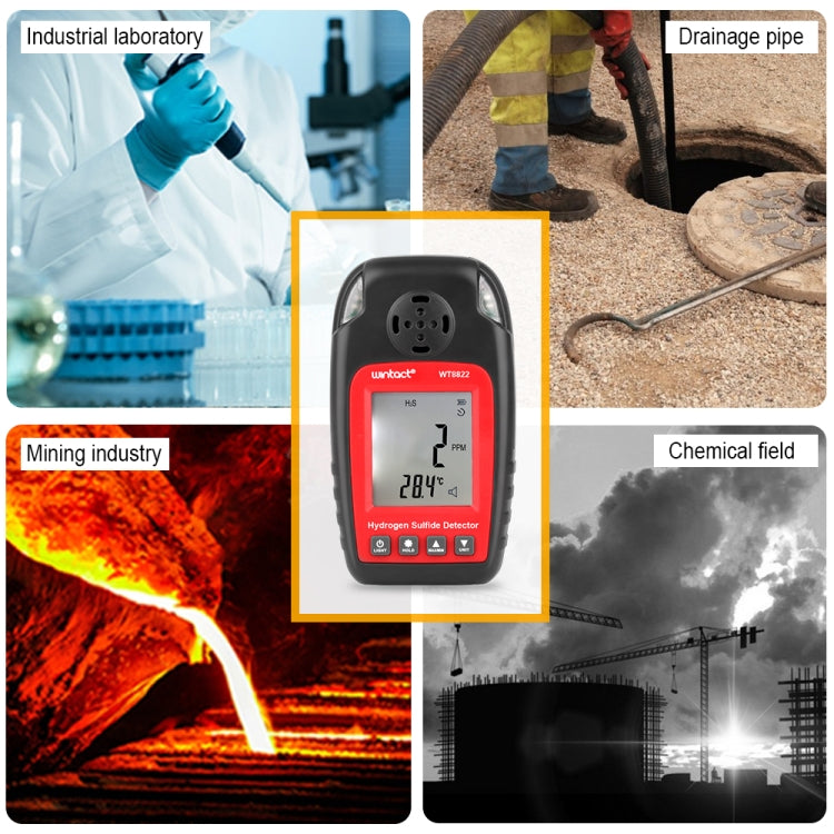 WINTACT WT8822 Hydrogen Sulfide Detector Independent H2S Gas Sensor Warning-up High Sensitive Poisoning Alarm Detector by Wintact