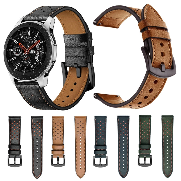 For Samsung Galaxy Watch Active 20mm Leather Eyelet Sport Watch Band(Brown) by buy2fix