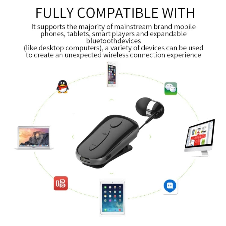 K36 Stereo Wireless Bluetooth Headset Calls Remind Vibration Wear Clip Driver Auriculares Earphone(Black) by buy2fix
