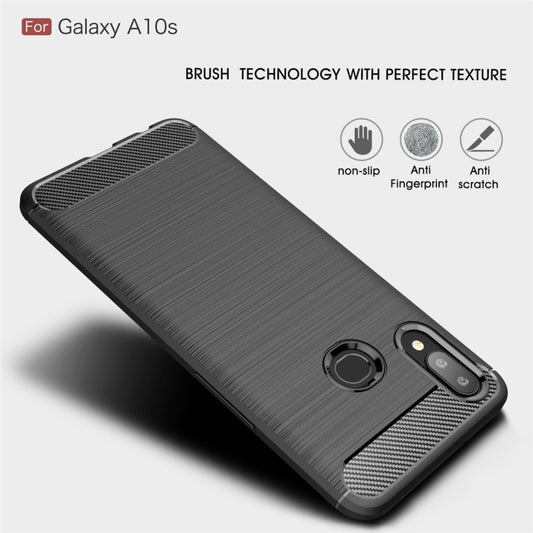 Brushed Texture Carbon Fiber TPU Case for Galaxy A10s(Black) by buy2fix