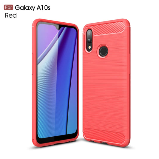 Brushed Texture Carbon Fiber TPU Case for Galaxy A10s(Red) - Galaxy Phone Cases by buy2fix | Online Shopping UK | buy2fix