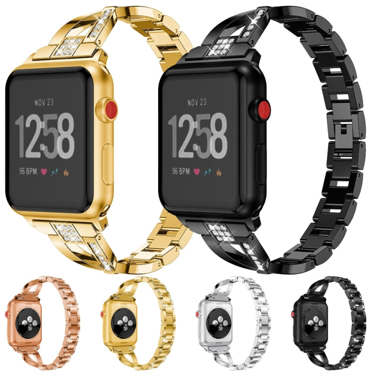 For Fitbit Versa / Fitbit Versa 2 / Fitbit Versa Lite Edition Universal X-shaped Metal Strap(Rose Gold) by buy2fix