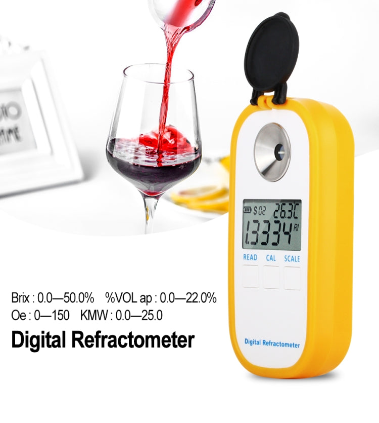 DR401 Digital Display Refractometer Brix 0-50% Alcohol Range 0~22% Refractometer Beer Wine Fruit Grape Sugar Saccharimeter by buy2fix