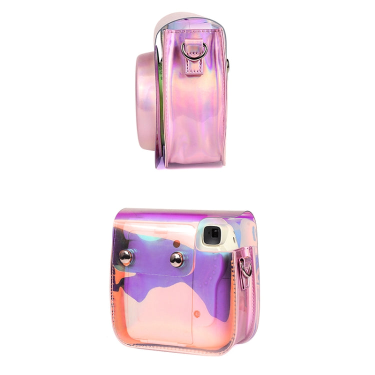 Richwell Translucent PVC Camera Bag for Fujifilm Instax Mini 8 8+ 9 Cover Case with Shoulder Strap Gradient Pink Shell by Richwell