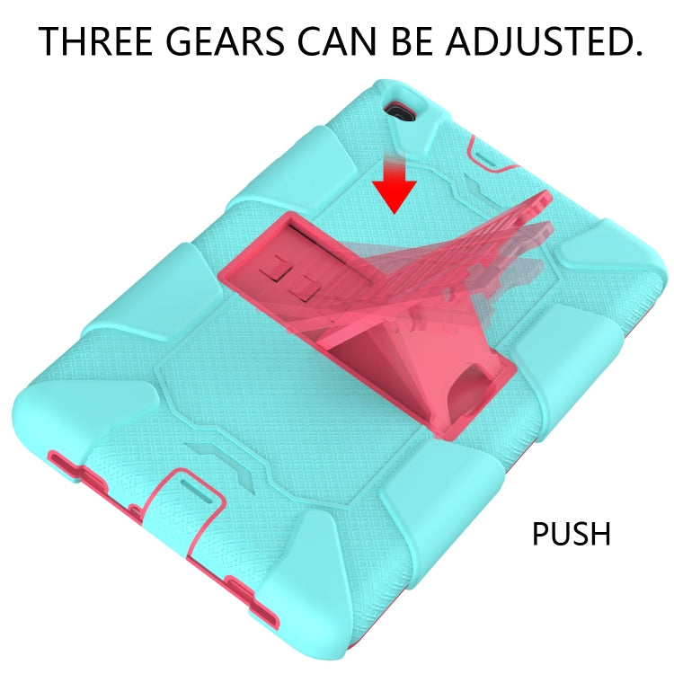 For Galaxy Tab A8.0 2019 / T290 Shockproof Two-Color Silicone Protection Case with Holder(TeaL+Hot Pink) by buy2fix