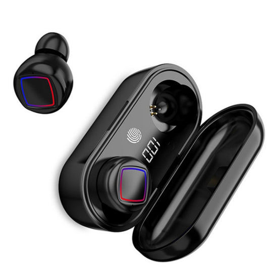 TWS Fingerprint Touch Bluetooth Headset LED Battery Display With Charging Bin(Black) by buy2fix