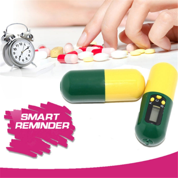 Pill-Type Electronic Pillbox Timer Portable Large-Capacity One-Piece Smart Reminder Kit(Yellow-Green) by buy2fix
