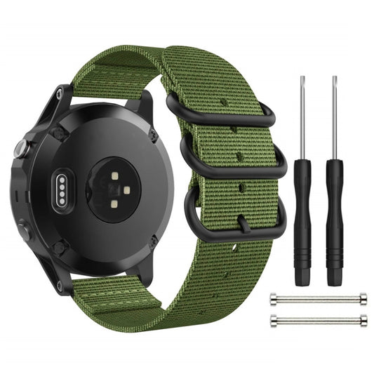 For Garmin Fenix 3 / 5X Universal 26MM Three-ring Nylon Watch Band(Army Green) by buy2fix