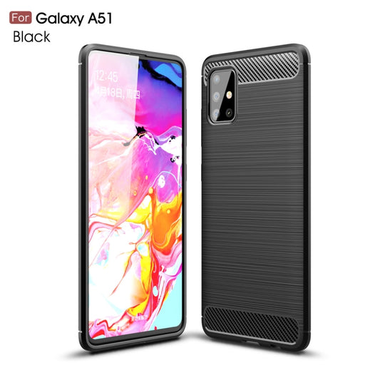 For Galaxy A51 Brushed Texture Carbon Fiber TPU Case(Black) - Galaxy Phone Cases by buy2fix | Online Shopping UK | buy2fix