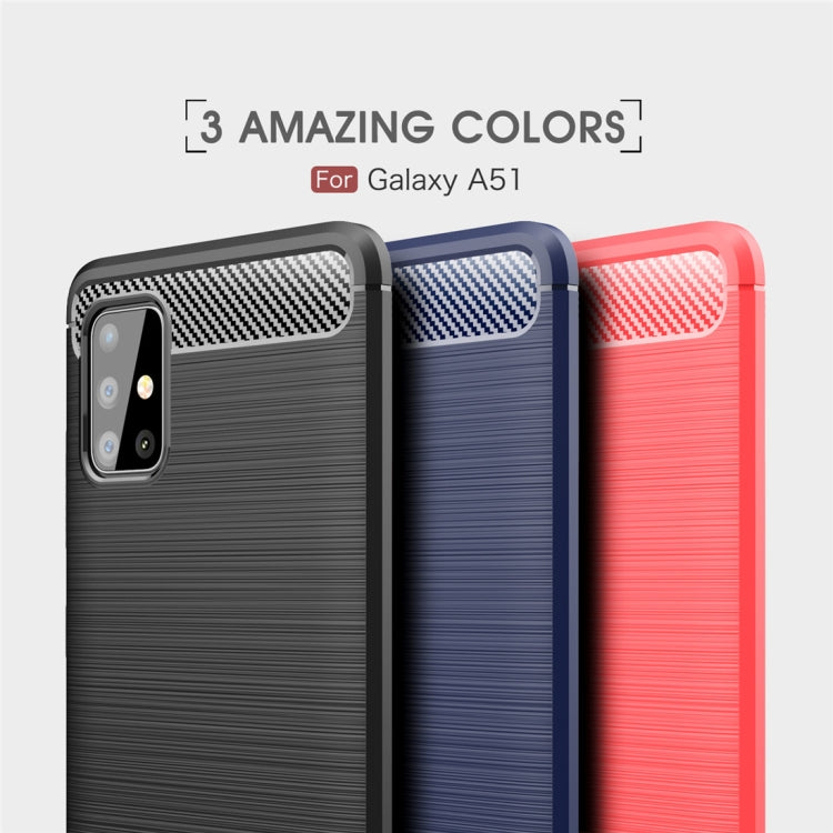 For Galaxy A51 Brushed Texture Carbon Fiber TPU Case(Navy Blue) by buy2fix