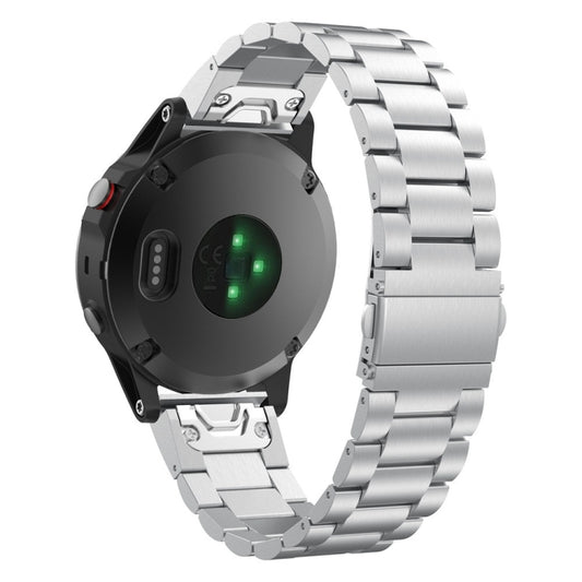 For Garmin Fenix 5S Three-Bead Stainless Steel Metal Watch Band(Silver), Size:20MM by buy2fix