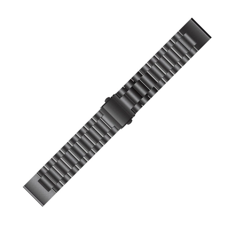For Garmin Fenix 5 Three-Bead Stainless Steel Metal Watch Band, Size:22MM(Black) by buy2fix