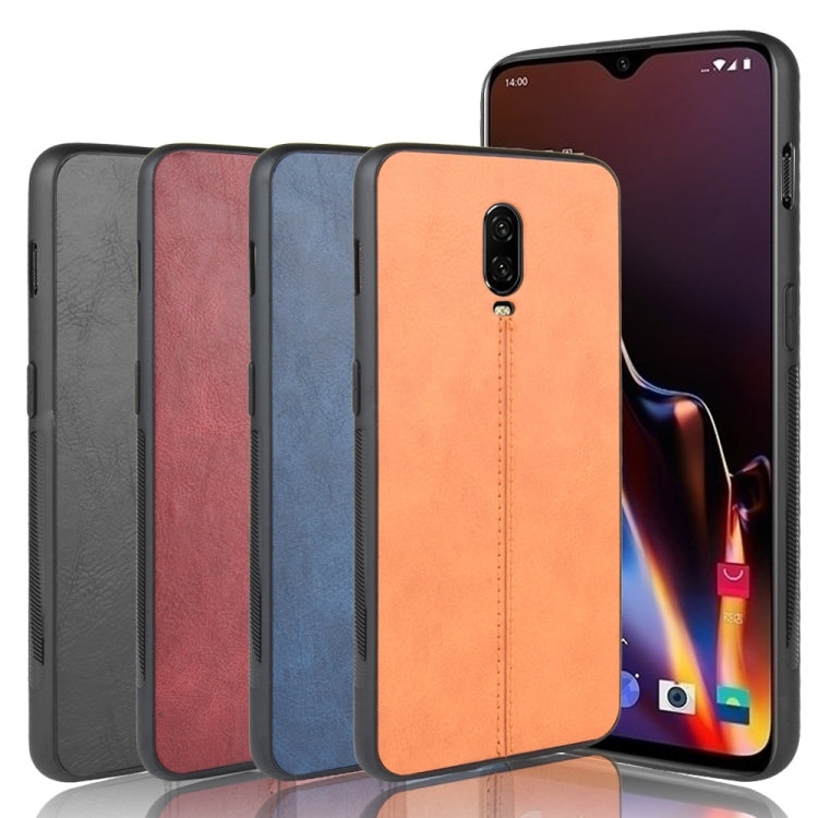 For OnePlus 6T Shockproof Sewing Cow Pattern Skin PC + PU + TPU Case(Red) by buy2fix