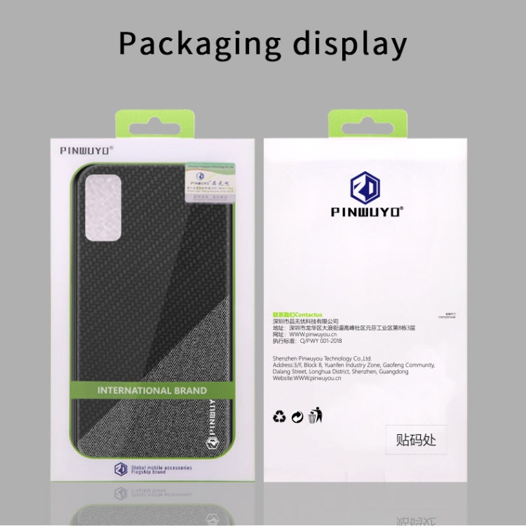 For Galaxy S20 PINWUYO Rong Series Shockproof PC + TPU+ Chemical Fiber Cloth Protective Cover(Black) by PINWUYO