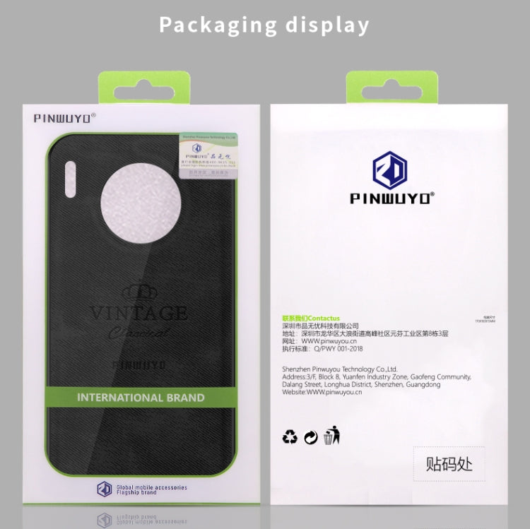 For Huawei Mate 30 5G (Leather) PINWUYO Zun Series PC + TPU + Skin Waterproof Anti-fall All-inclusive Protective Case(Blue) by PINWUYO