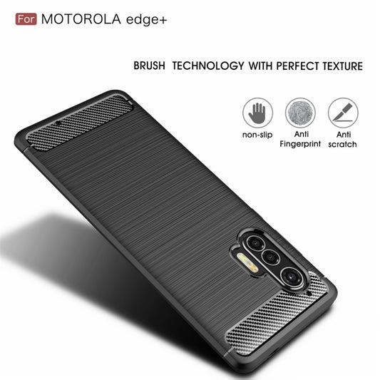 For Motorola Moto Edge Plus 2020 Brushed Texture Carbon Fiber TPU Case(Black) by buy2fix