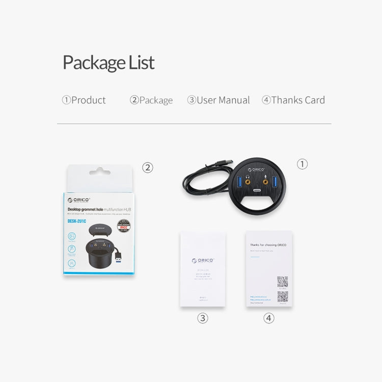 ORICO DESK-2U1C Desktop Power Grommet Multi-Function HUB by ORICO