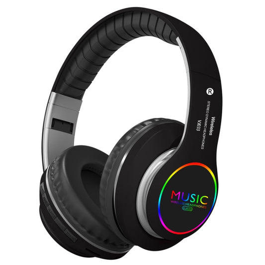 VJ033 Multi-function Upgrade Bluetooth 5.0 Headset Stereo Wireless LED Microphone FM Radio Headset(Black) by buy2fix