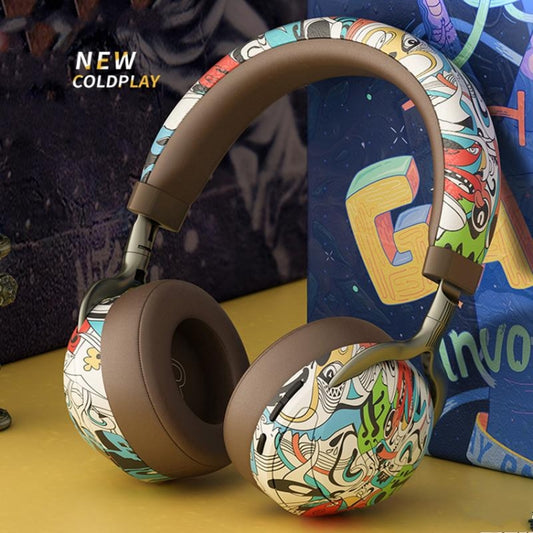 VJ086 Graffiti Headset Wireless Sports Bluetooth Headset Water Transfer Color Print Headset, Support TF, FM(Dazzle Colour) by buy2fix