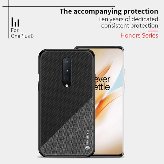 For Oneplus 8 PINWUYO Rong Series Shockproof PC + TPU+ Chemical Fiber Cloth Protective Cover(Brown) by PINWUYO