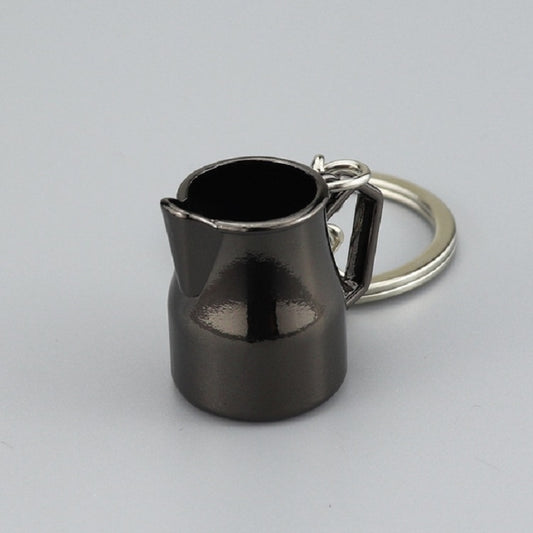 Creative Coffee Appliance Keychain Metal 3D Mini Coffee Pot Pendant, Color:Coffee Pot Black by buy2fix