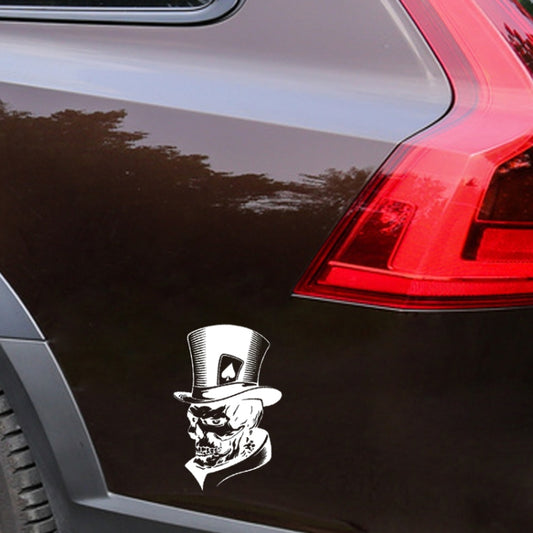10 PCS Joker Skeleton Skull Playing Cards Poker Monster Hat Shape Vinyl Car Sticker, Size: 11.3x17.6cm(Silver) by buy2fix