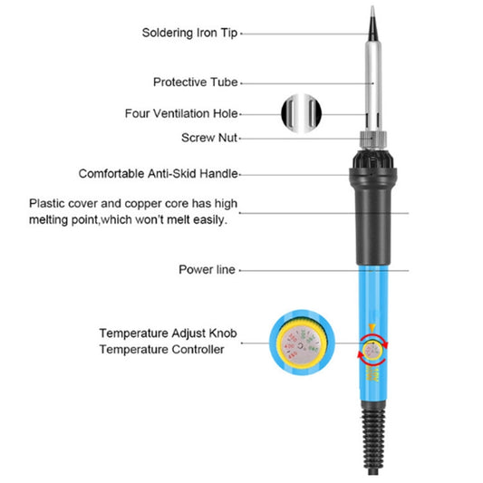 60W Adjustable Temperature Electric Iron Set With Multimeter, Plug Type:EU Plug by buy2fix