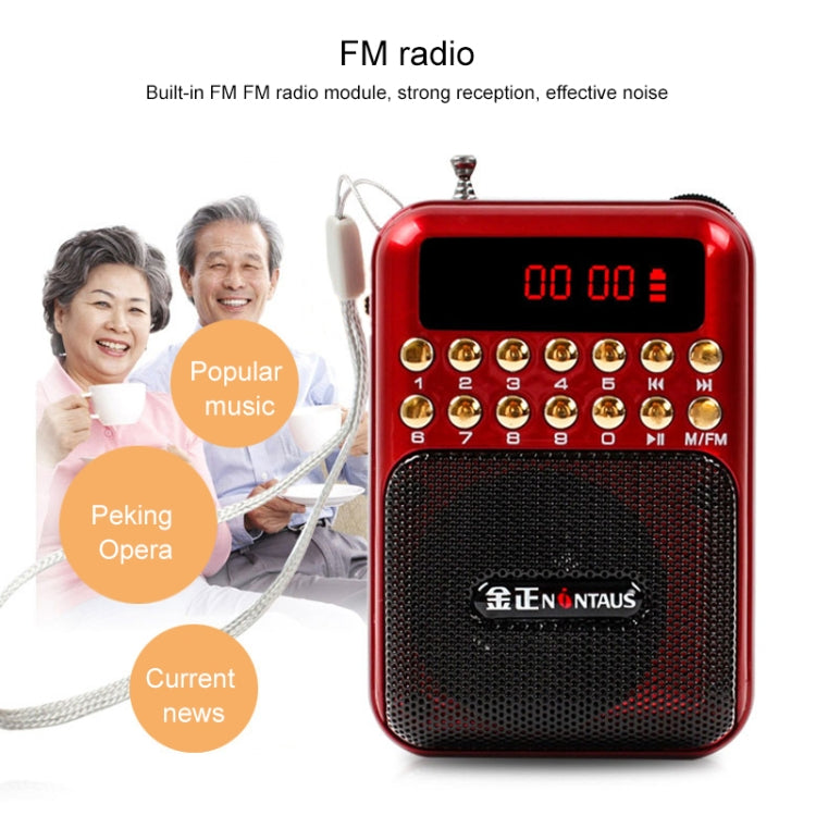 Portable Rechargeable FM Radio Receiver Speaker, Support USB / TF Card / Music MP3 Player(Red) by buy2fix