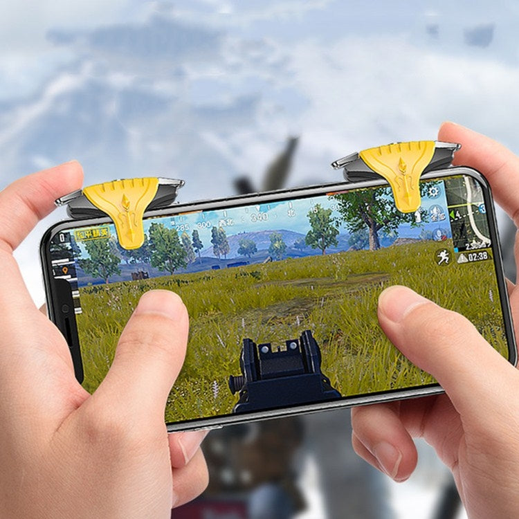 2 Pairs F01 Electroplating Mechanical Shaft Bidirectional Button Auxiliary Shooting Game Handle for Mobile Phones within The Thickness of 6.1-12.0mm(Black) by buy2fix