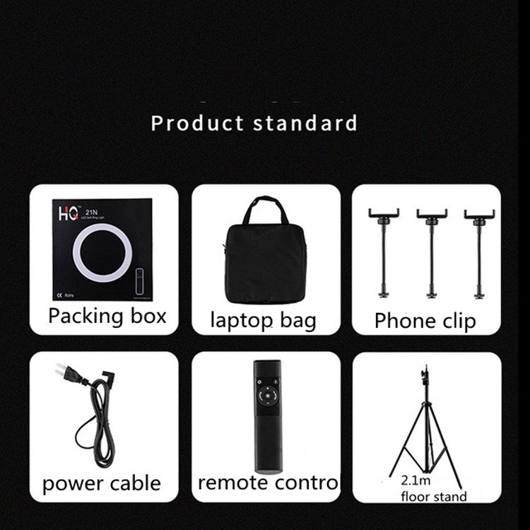HQ-18N 18 inch 45cm LED Ring Vlogging Photography Video Lights Kits with Remote Control & Phone Clamp & 2.1m Tripod Mount, EU Plug by buy2fix