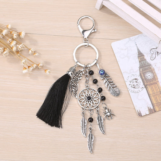 2 PCS Simple Fashion Wool Tassel Dream Catching Keychain(Black) by buy2fix