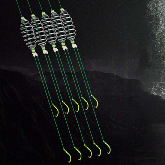 5 in 1 Stranded Double Hook Anti-winding Silver Carp Fishing Group Spring Fishing Hook, Specification:13(Fluorescent Hook) by buy2fix
