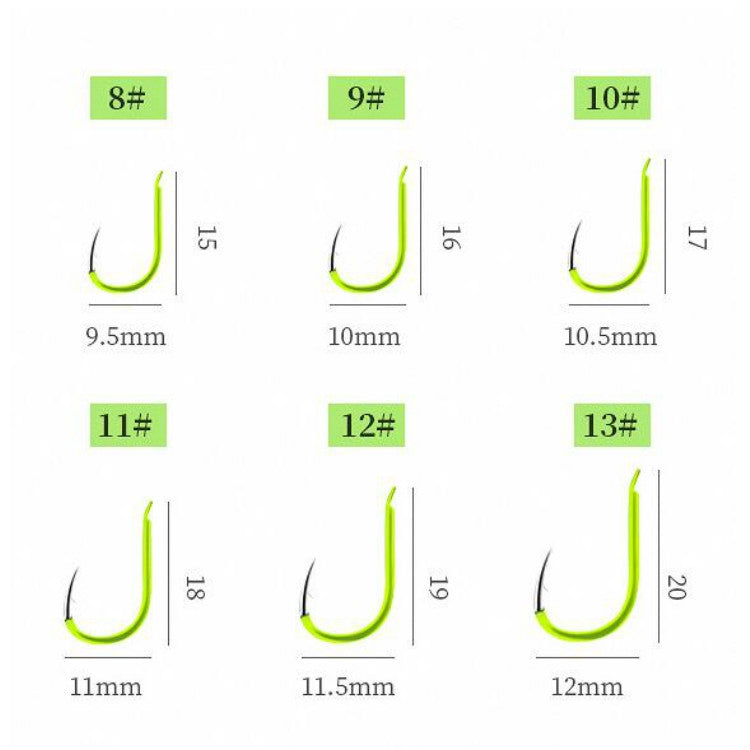 5 in 1 Stranded Double Hook Anti-winding Silver Carp Fishing Group Spring Fishing Hook, Specification:13(Fluorescent Hook) by buy2fix