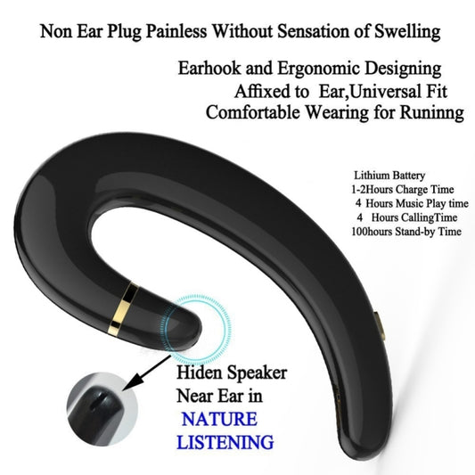 ET Bluetooth Earphone Wireless Headset Handsfree Ear Hook Waterproof Noise Cancelling Earphone with Mic for Android IPhone(silver) by buy2fix