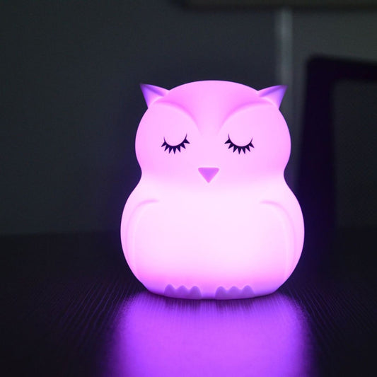 Cute owl cartoon colorful LED Lamp creative silicone night light childrens toy lamp bedroom decoration USB charging light by buy2fix