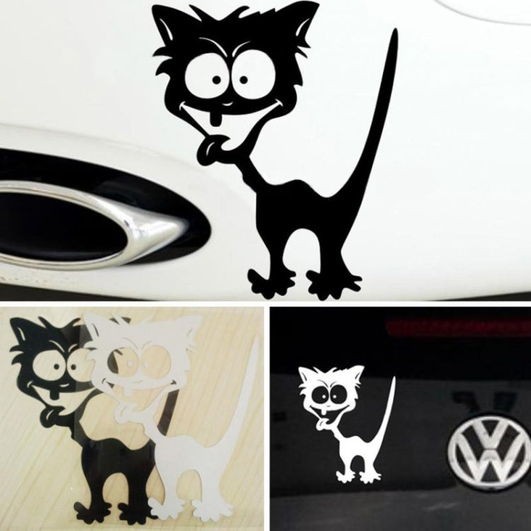 10 PCS Cat Pattern Car Styling Sticker Reflective Waterproof Vinyl Funny Car Sticker, Size: 13×11cm(Black) by buy2fix