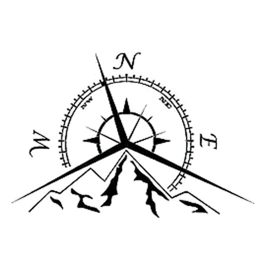 5 PCS NSWE Fashion Mountains Compass Rose Decal Nautical Compass Navigate Car Sticker, Size: 13.7x9.4cm(Black) by buy2fix